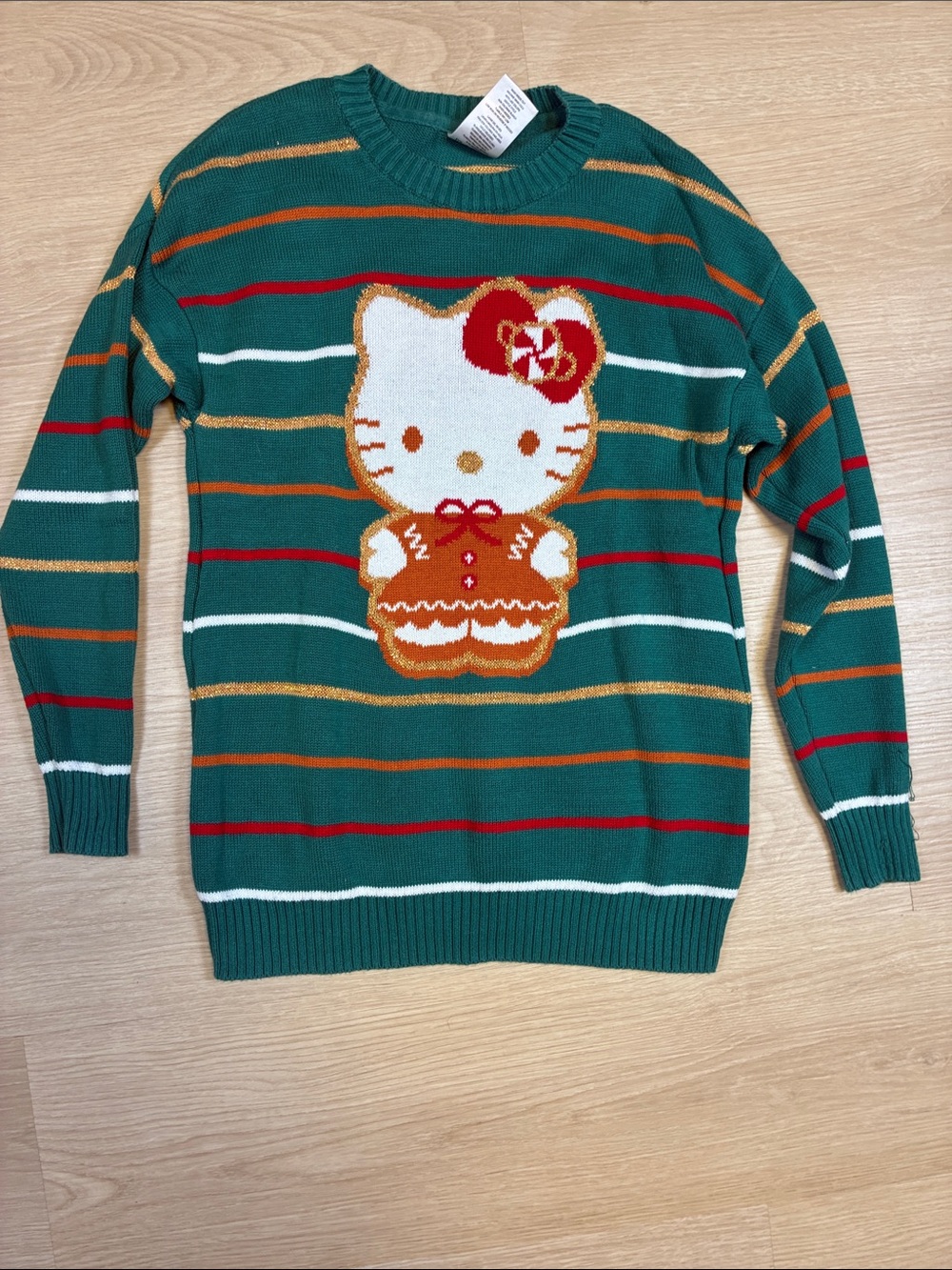 Hello Kitty Teal and Orange Striped Knit Top